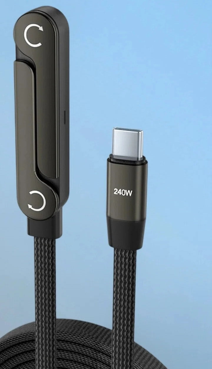 Câble VOLTÉO USB-C vers USB-C, support replié et gaine tressée